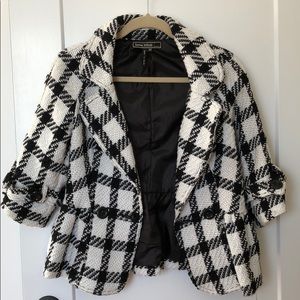 White and Black Plaid Jacket
